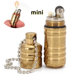 Metal Keychain Kerosene Lighter Grinding Wheel Mini Pendant Lighter Cigarette Accessories Outdoor Survival Men's Small Tools