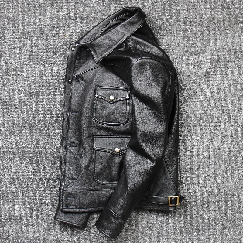 YR!Wholesales.2025 new black cowhide jacket.Men genuine leather coat.casual slim Jacket.plus size clothes