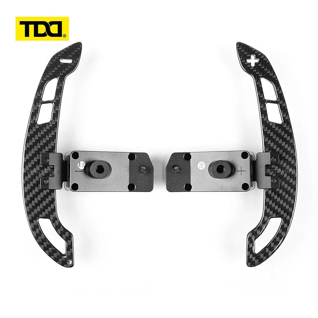 TDD Glossy Carbon Fiber Steering Wheel Magnetic Paddle Shifters For Toyota Camry GR Corolla Yaris Magnetic Attraction Function