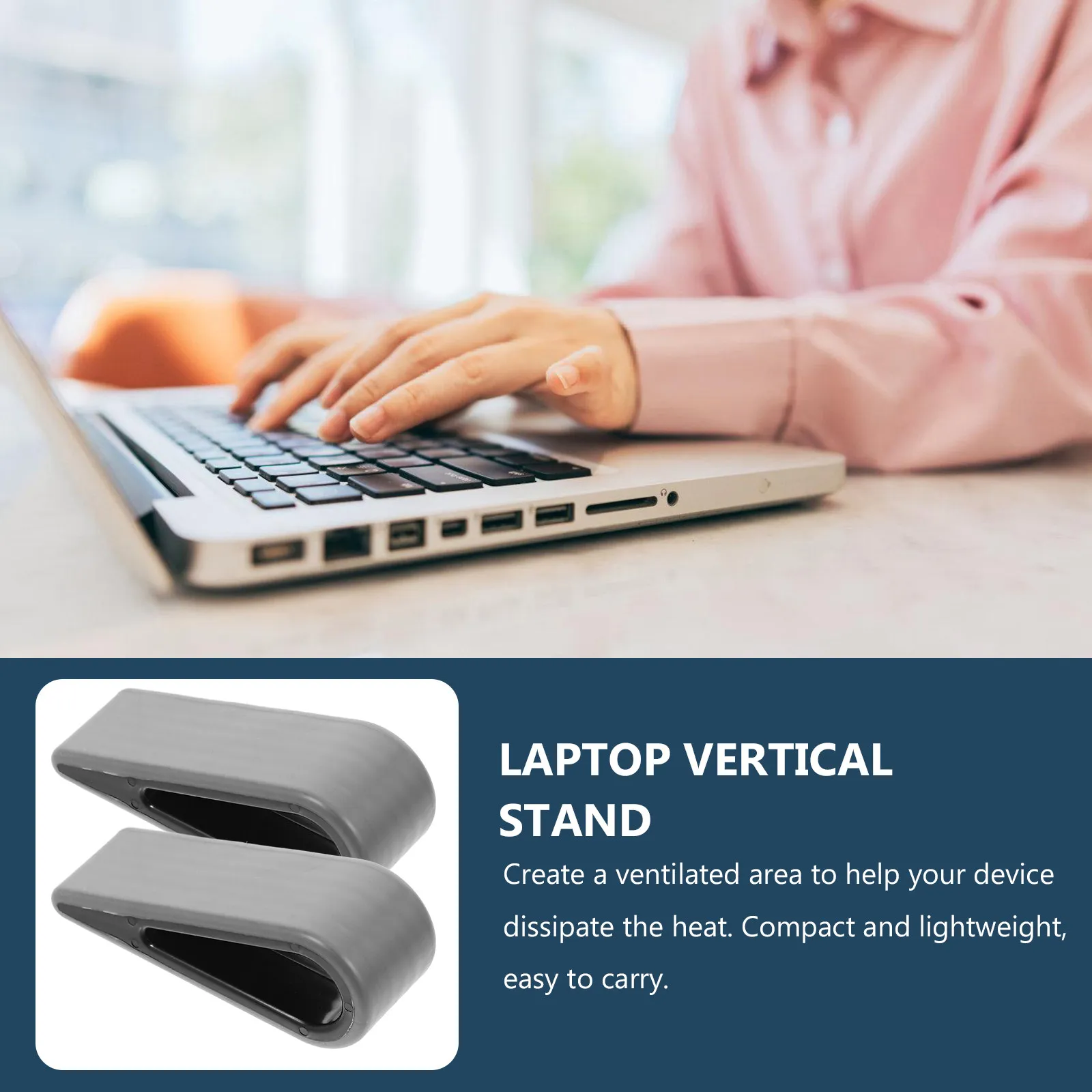 

2Pcs Silicone Laptop Stand Wedge Kickstand Holder Ergonomic Desktop Riser for Notebook Heat Dissipation Lightweight Portable