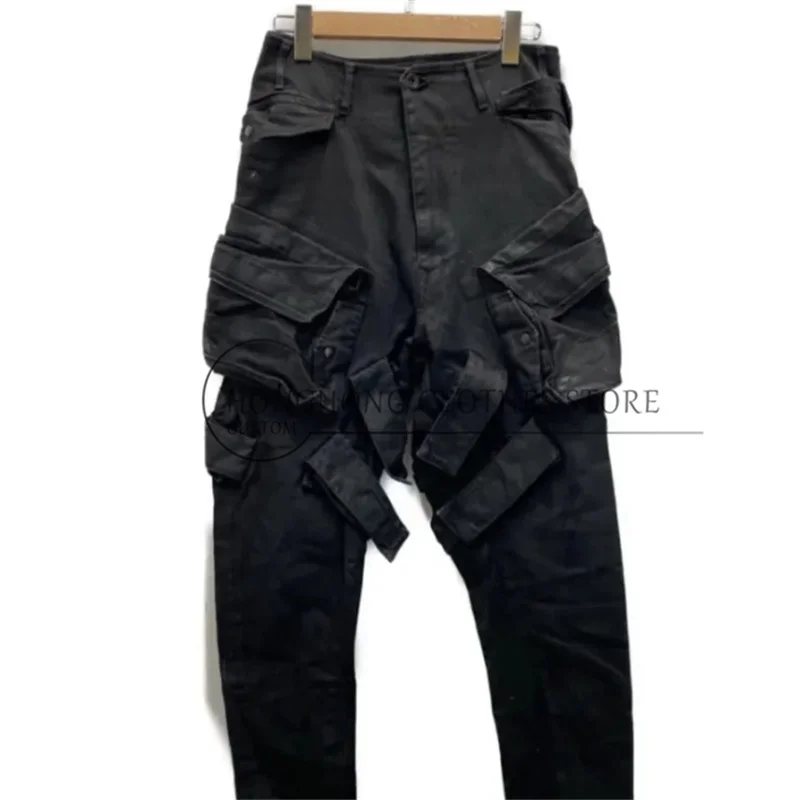 Fashionable Black Multi-Pocket Loose Harem Pants, M - 6XL Sizes! High-Quality Custom Men's Trousers