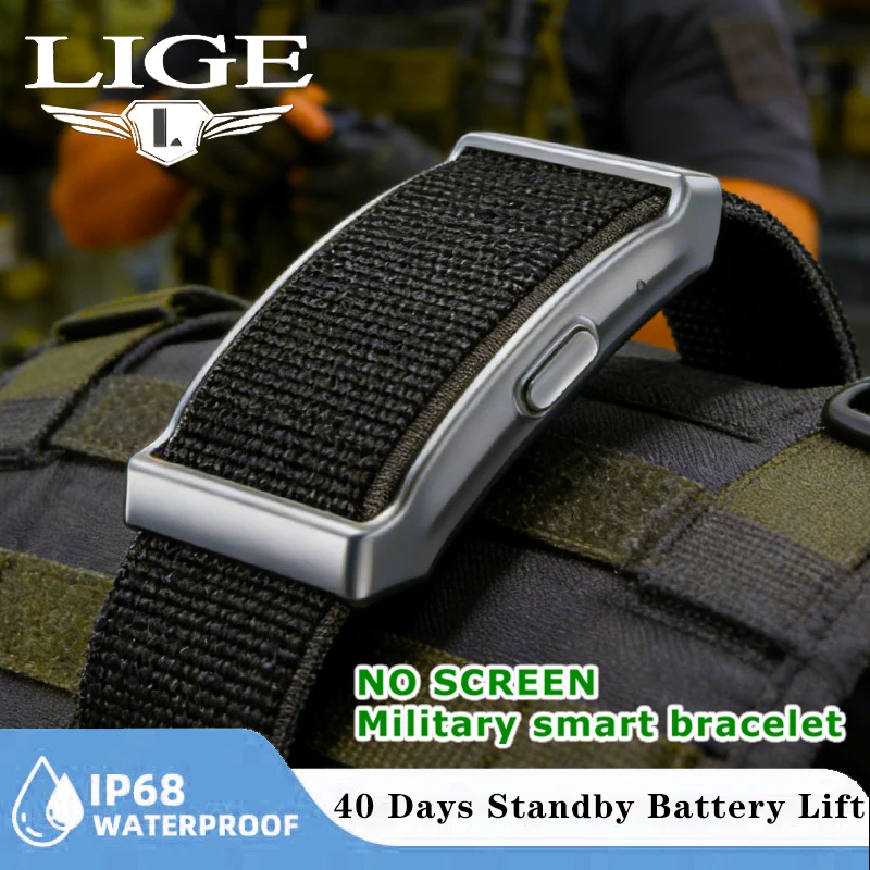 

LIGE Military No Screen Smart Watch Men Outdoors Sport Fitness Heart Rate Monitor IP68 Waterproof New Smartwatch For Android IOS