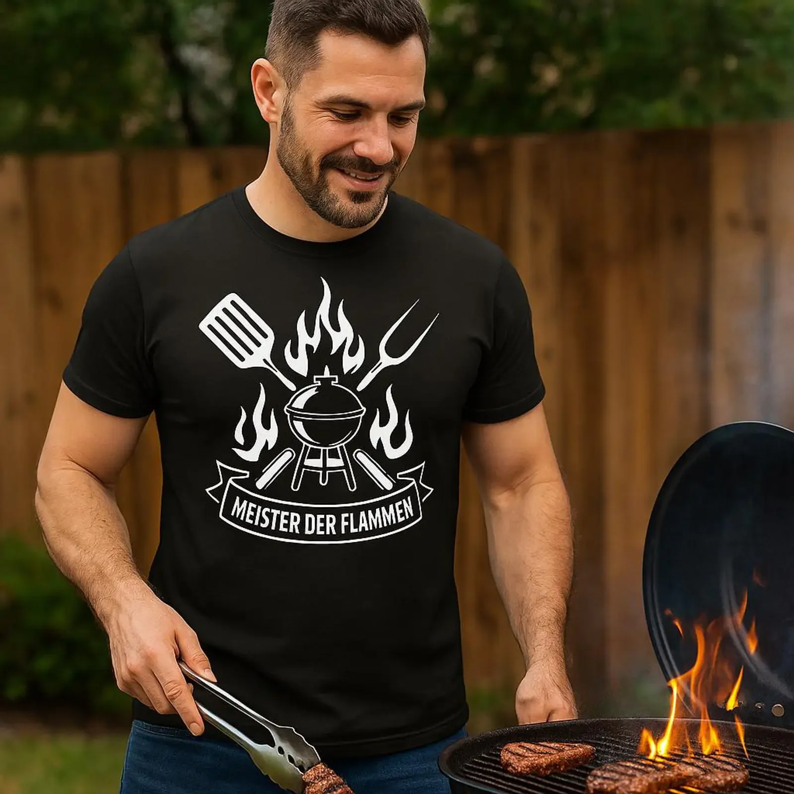Grill T Shirt Master of the Flames with Classic BBQ for men and fans Norvia Design vintage Washed Casual Breathable Stylish