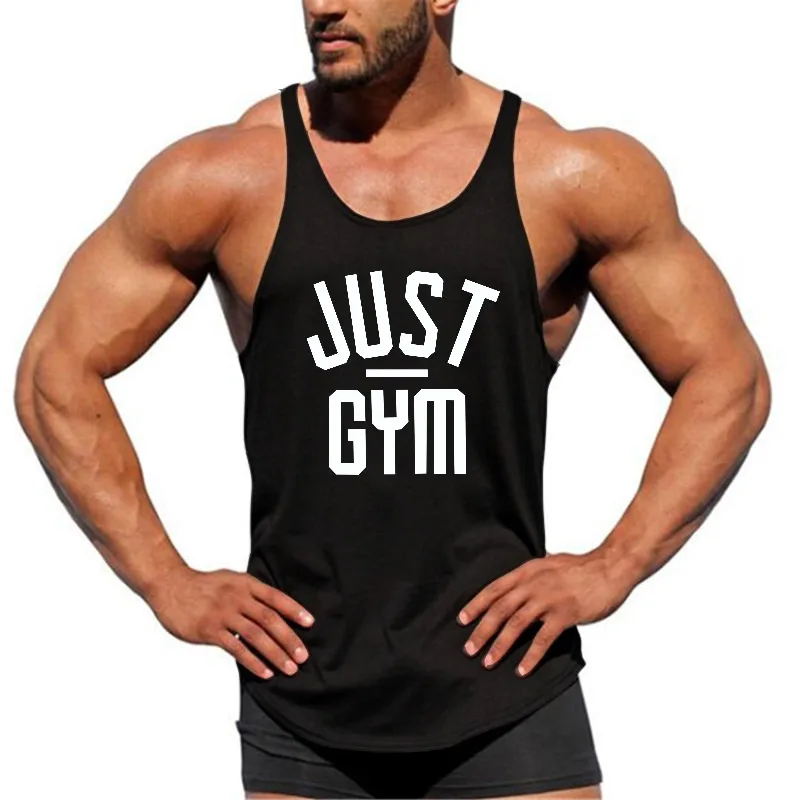 Mens Cotton Y Back Just Gym Stringer Tank Tops Summer Fitness Sleeveless Shirt Casual Sports Bodybuilding Workout Muscle Vests