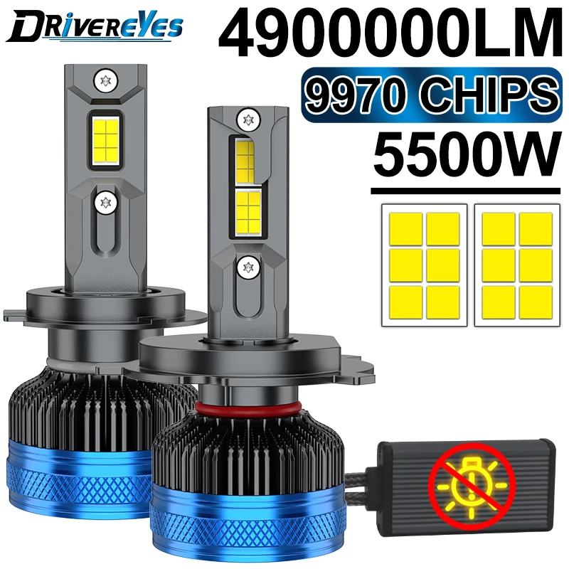 K5C H4 H7 LED CSP Car Headlight Canbus H1 H8 H9 H11 LED Bulb High Power 9005 9006 hb3 hb4 9012 hir2 Auto Fog Lighting 6000K 12V