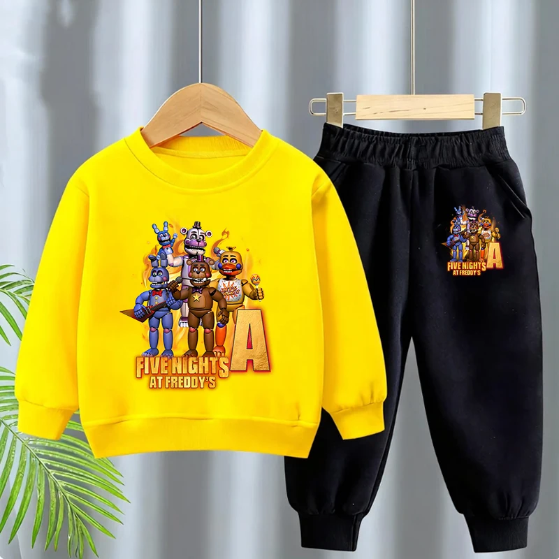 Five Nights At Freddy's 2 Hoodie+pants 2-piece Set Creative Cartoon A-Z Letters Kid Sweatshirt Sets Children's Leisure Homewear