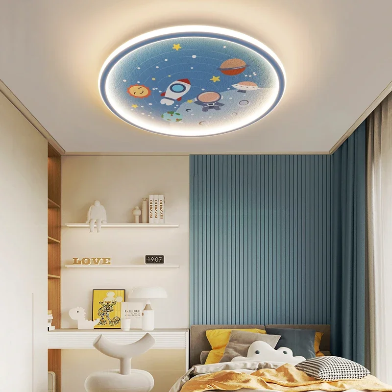 Cartoon Planet Kids Room Eye Protection Light Round Bedroom Ceiling Light Warm Cute Boy Girl Creative Light