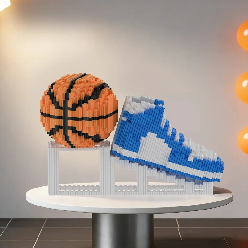 

Sports DIY Building Blocks Basketball Sneakers Building Creative Blocks Fidget Toys Ideal Gift For Sports Fans Unique Room Decor