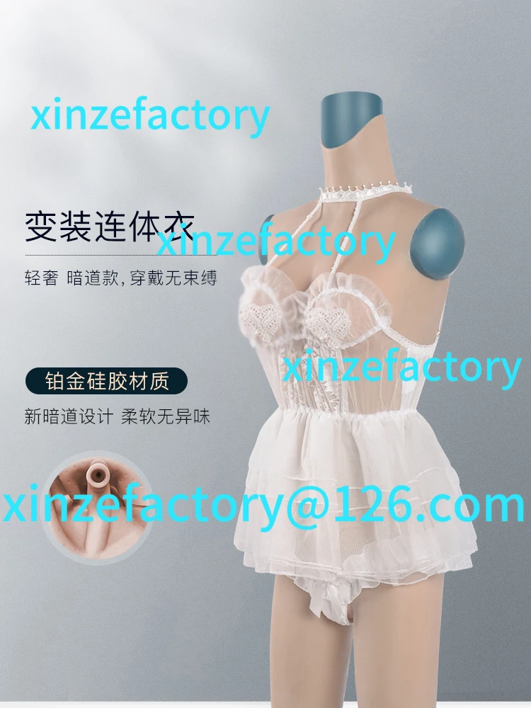 Customizable cross-dressing silicone onesie full body dummy breast implants - Image 3