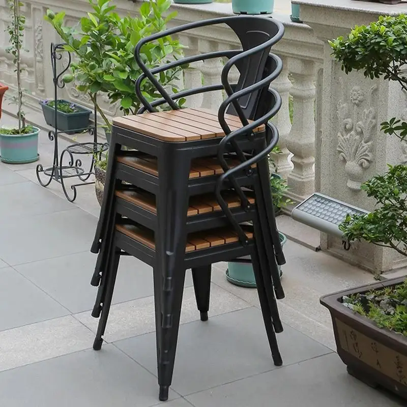 طاولات وكراسي شرفة خارجية من الخشب البلاستيكي، فيلا ترفيهية، فناء، مقهى، حليب، مقهى #2