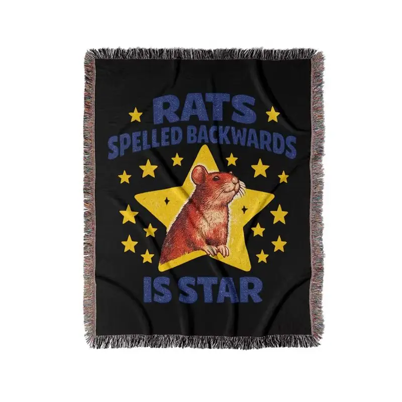 Gaslight Gatekeep Girlboss Rats Spelled Backwards is Star Funny Rat Quote Jacquard Fringed Woven Throw Blanket with Tassel