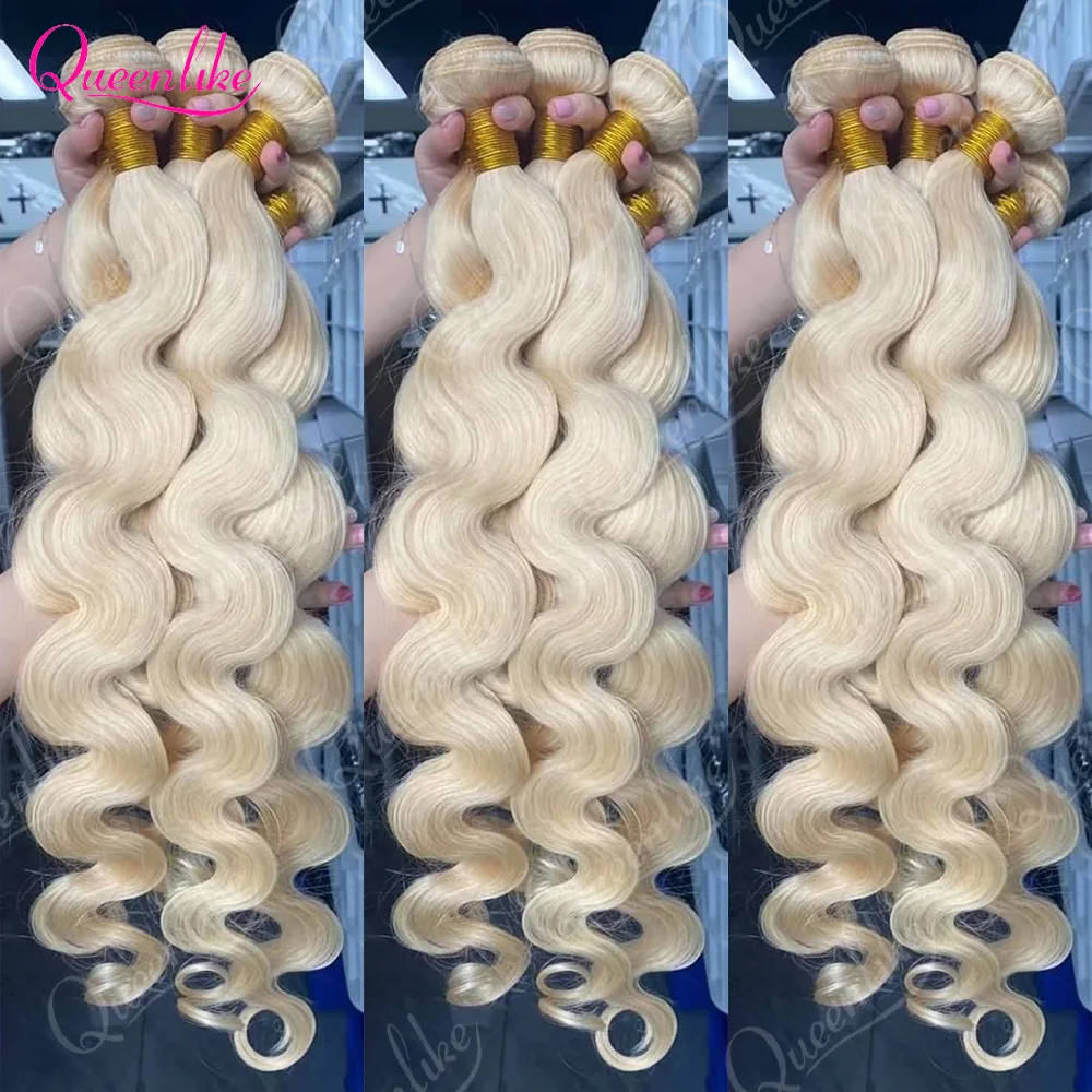 Queenlike 613 Blondes Hiar Extension Brazilian Hair Weave Bundles 12A Human Hair Body Wave Bundles 1/3/4 Bundles 24 24 24 INCH image 5