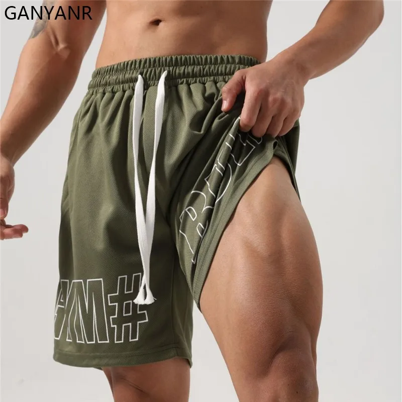 GANYANR pantalones cortos para correr con bolsillos para hombre, mallas deportivas para gimnasio, fútbol, baloncesto, fútbol, ropa deportiva para entrenamiento de Yoga de verano