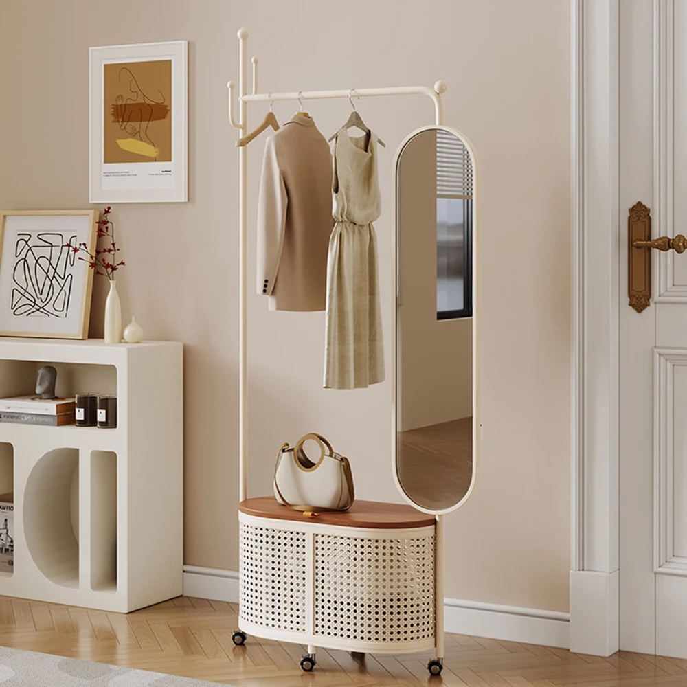 

Mirror Floor Bedroom Clothes Rack Minimalist Hanging Clothes Standing Boutique Clothes Rack Robust White Perchero Furniture