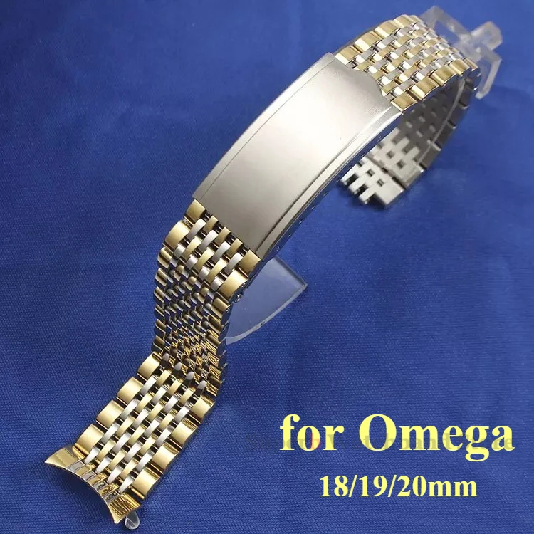 Curved End Solid Stainless Steel Watchbands for Omega Seamaster Speedmaster 18mm 19mm 20mm Men Business Replacement Strap