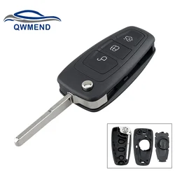 QWMEND Replacement For Ford Key Shell 3 Buttons Car Key Shell For Ford Transit Tourneo Custom 2012-2019 Car Flip Key Shell