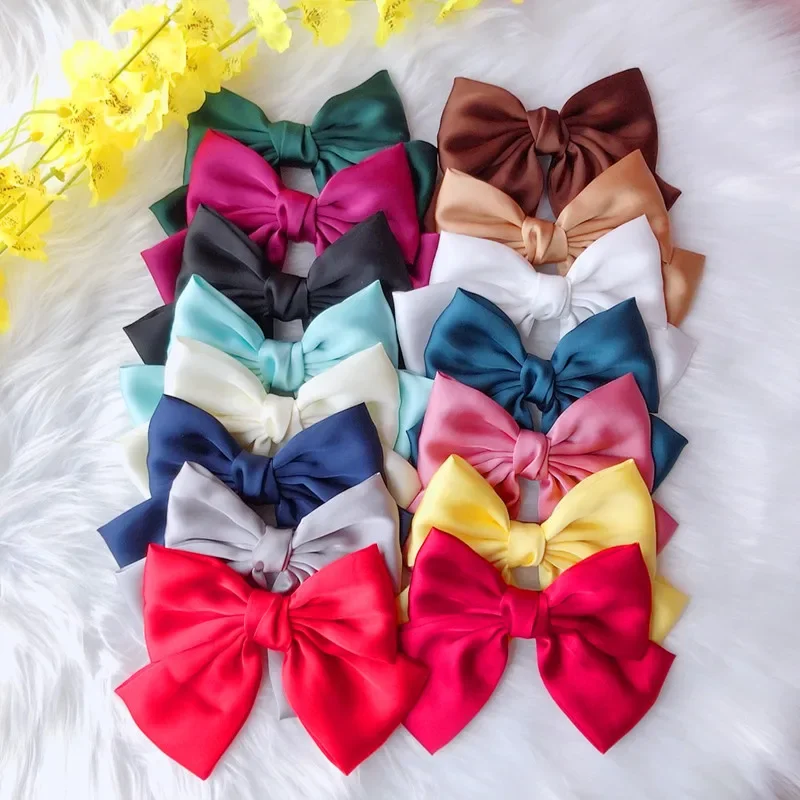 Mode Einfarbig Satin Band Grips Große Große Schleife Haarnadel Für Frauen Mädchen Trendy Haar Clip Nette Haarspange Haar Zubehör – Detail 22