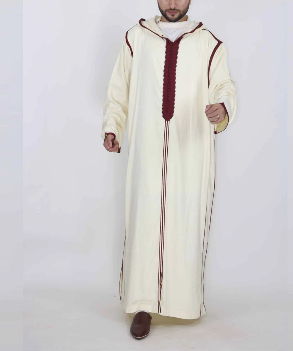 ชายมุสลิมยาว Robe Hooded Dishdasha เจียมเนื้อเจียมตัวอิสลามดูไบ Saudi สวดมนต์ Abaya Kaftan Ramadan โมร็อกโก Jubba Thobe 2025 Abayas