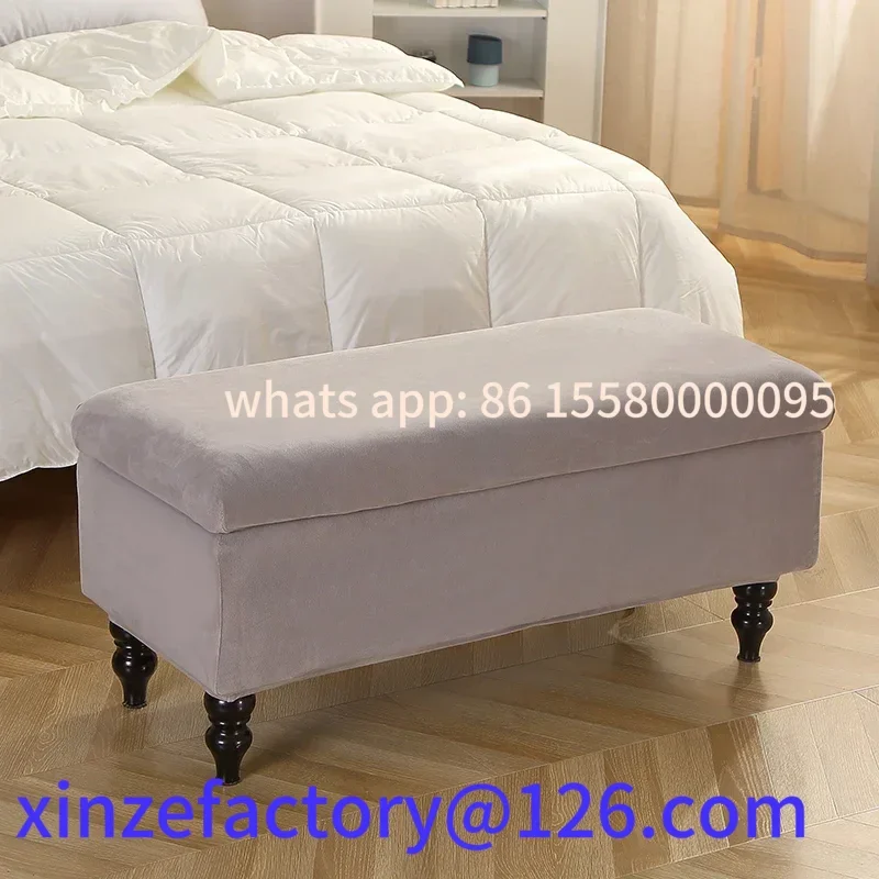 Customizable Velvet Storage Ottoman Long Piano Bench Stool Cover Stretch Rectangular Foldable Footstool