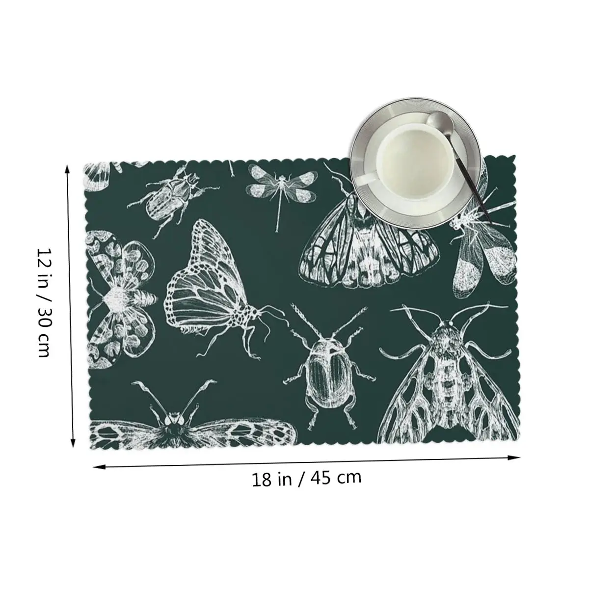 Bug Themed With Insect Patterns Placemat Non-Slip Plate Mat for Dining Table Bowl Coaster Super Absorbent Mats