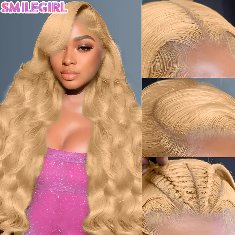 

Honey Blonde Human Hair Wig 13X6 Hd Lace Frontal Wig Body Wave 13X4 Lace Front Wig PrePlucked Pre Bleached 250 Density For Women