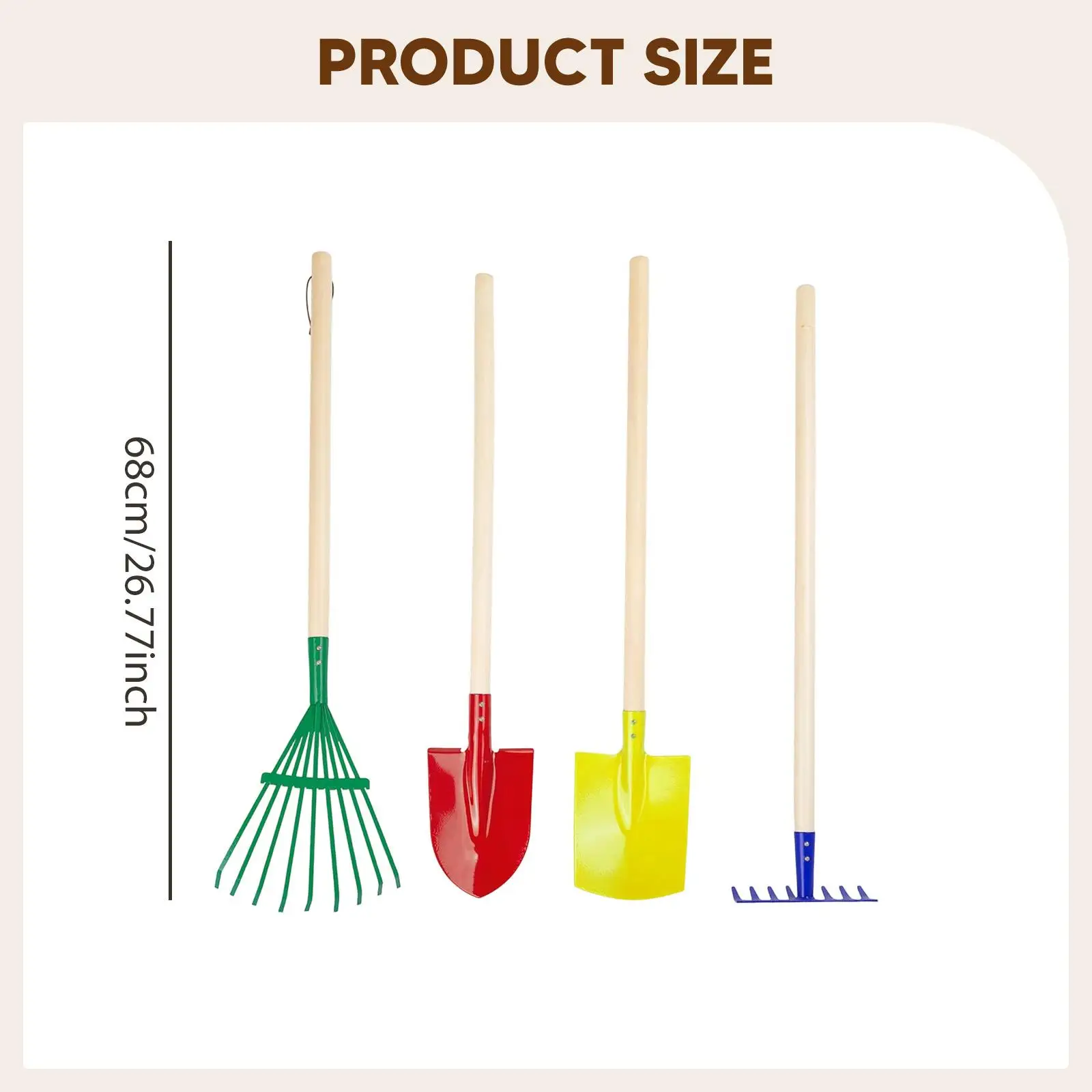 4x Kids Garden Tool Set Toy Older Children Gardening Tools Child Friendly Metal Backyard Small Spade Rake with Wooden Handle