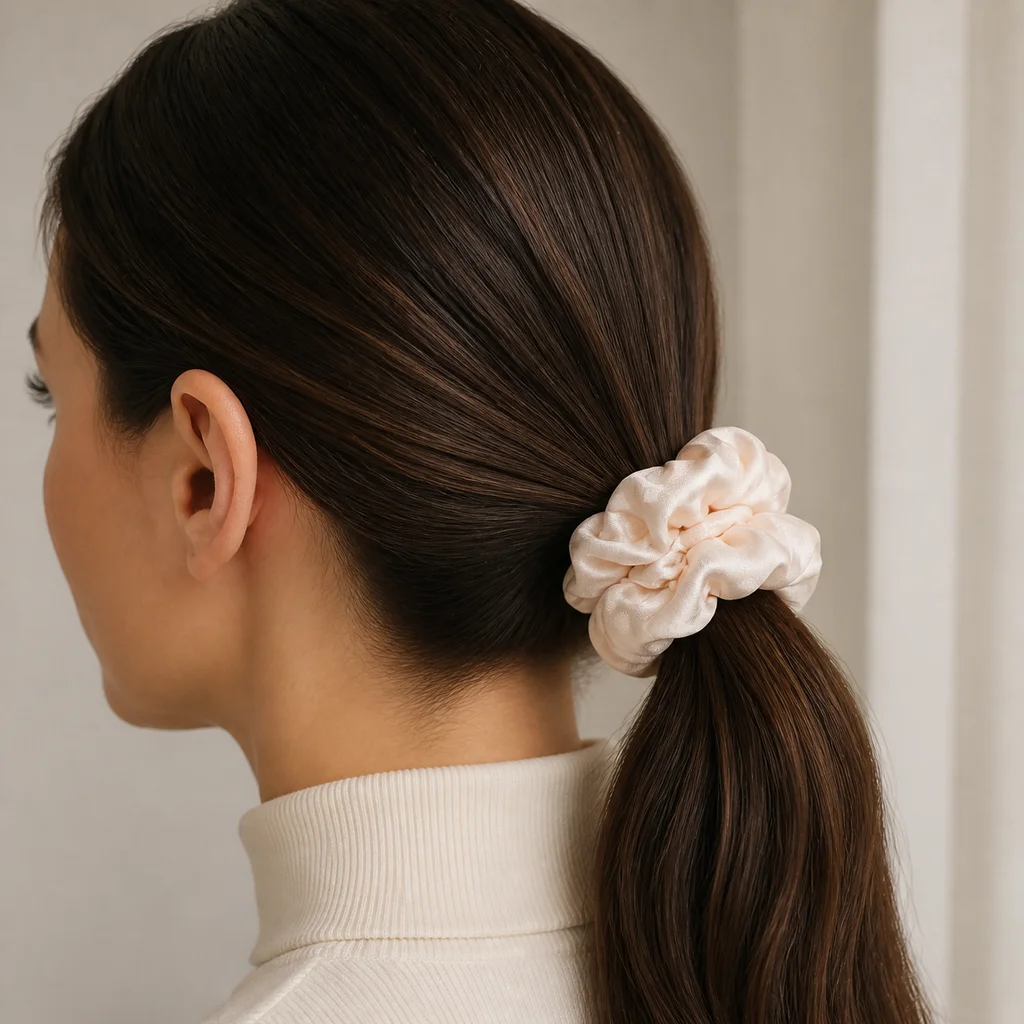 Handmade Pattern Single-Layer Scrunchie Handmade Elastic Hair Tie for Ponytail and Bun, Soft Gathered Hair