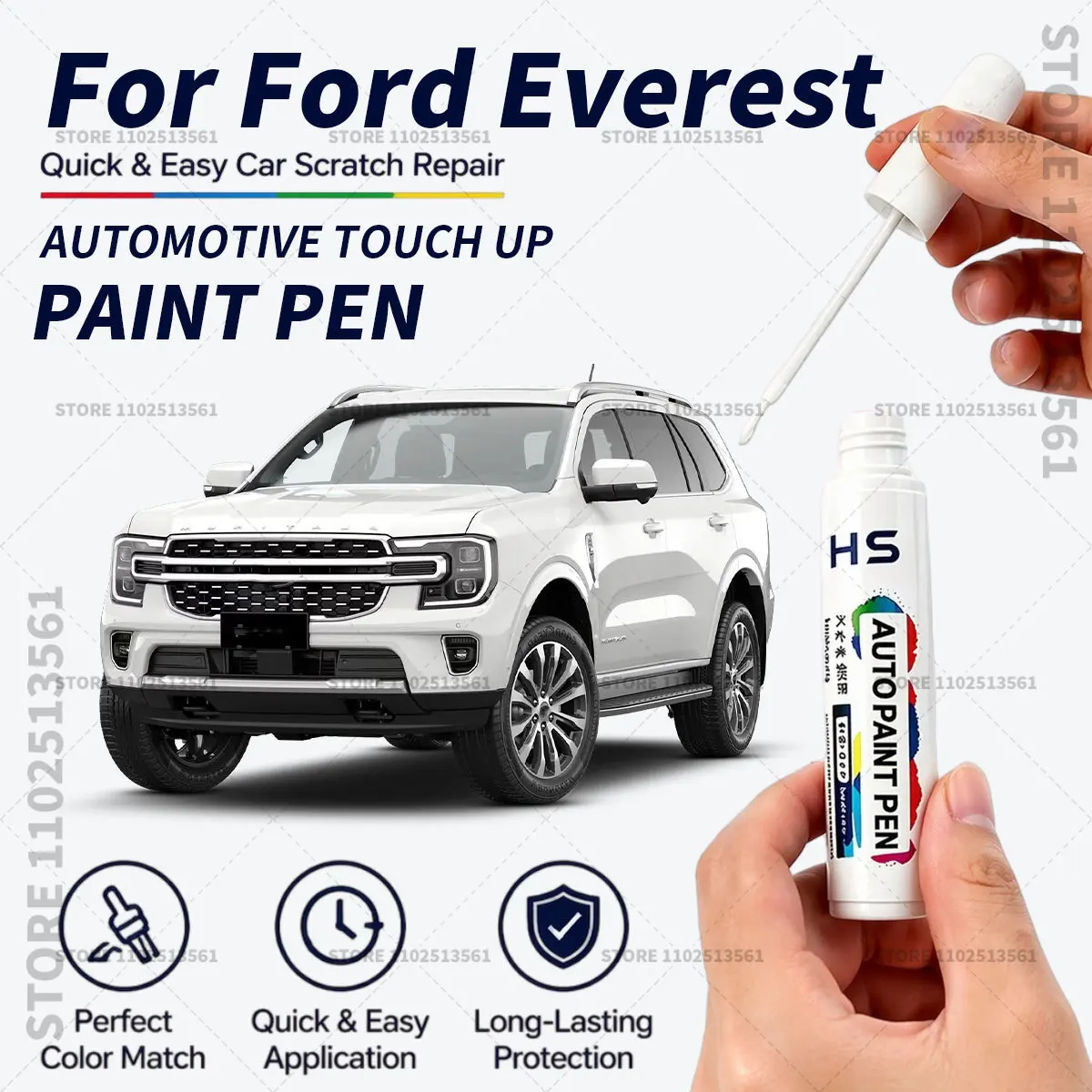 Stylo de retouche pour peinture automobile Ford Everest, outil de réparation des rayures, orange Sedona, blanc arctique, noir absolu, bleu éclatant, rouge