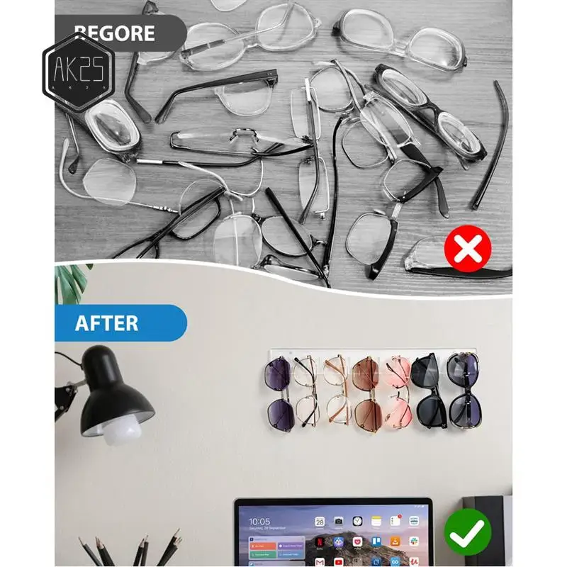 

AK25-Sunglasses Holder Organizer,2Pc Acrylic Sunglasses Wall Mounted Eyeglasses Display Holder Eyewear Glasses Hanging Rack Dura