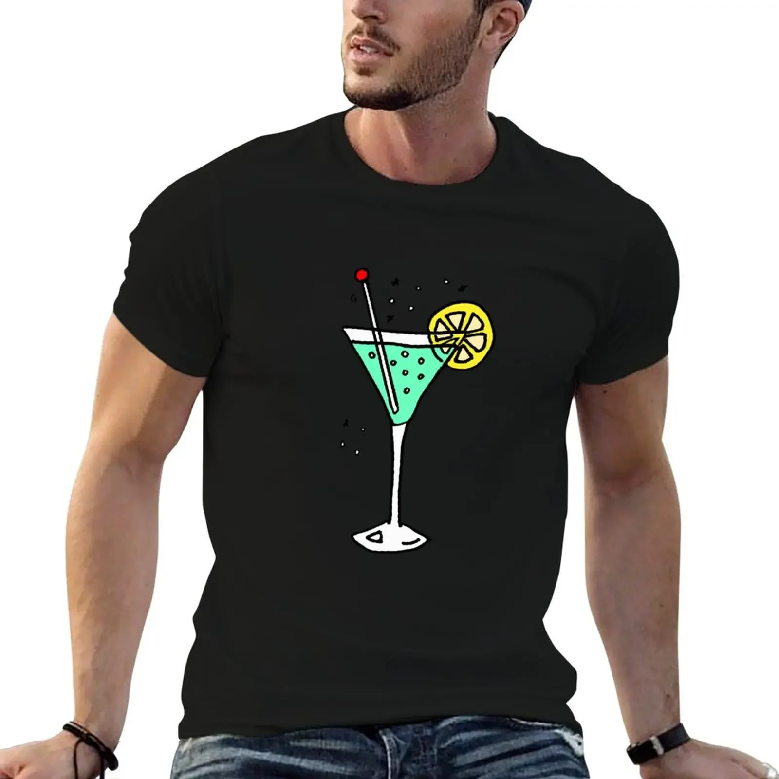 Green Bubbly Cocktail Glass T-Shirt kawaii clothes graphic tee shirt funny t shirts men