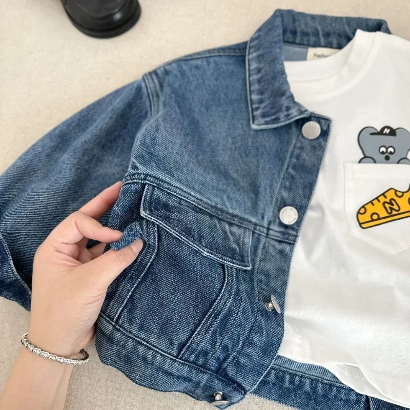 Children Clothing Denim Jacket Casual Solid Baby Girl Top Girls Coat Boys Clothes Toddler Jacket Boy Kids Jackets for Girls 2024