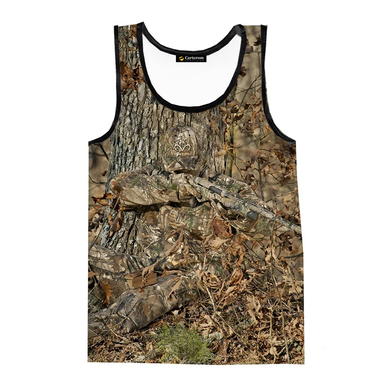 Camouflage Leaf Tank Tops 3d Hunting Print Sleeveless Top Casual O-Neck Man Clothing Harajuku Campaign Streetwear Vest