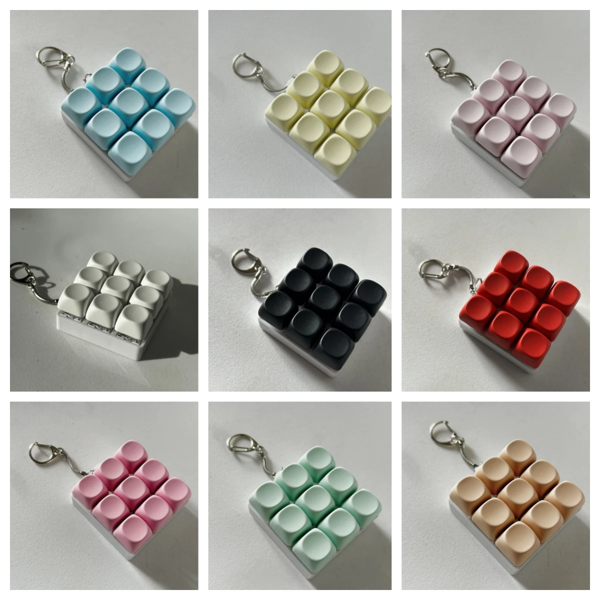 New Fidget Keychain DIY Keyboard Fidget Keychain Keys Button Relief Stress Finger Keyboard Cap 4/9Keys Pass The Time Clicker