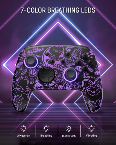 Imagen 2 del producto Controlador Pro inalámbrico FUNLAB Firefly con patrón luminoso para Nintendo Switch 2/1 con 7 colores LED/NS/Paddle/Turbo/Control de movimiento