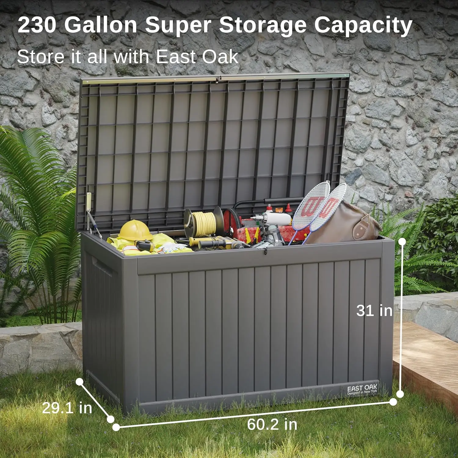 

Outdoor Storage Box, 230 Gallon Deck Box Lockable Large Outdoor Container for Patio Furniture Cushions