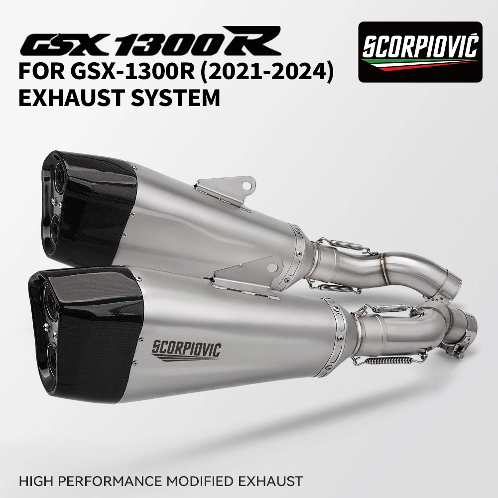 GSX-1300R 2021-2024 Motorcycle Exhaust System Stainless Steel Mid Pipe K165 Tail Muffler 50.8MM Interface Modified Racing Parts