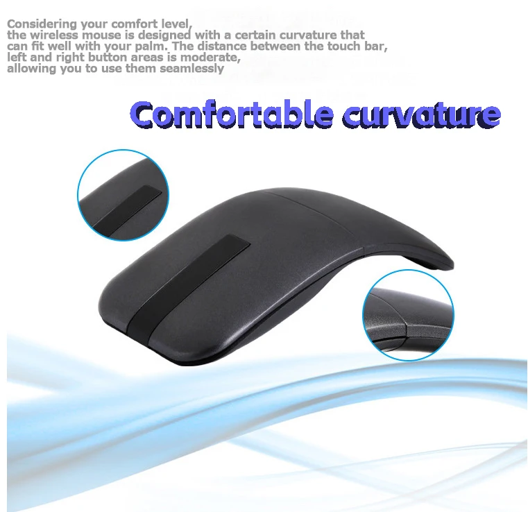 Imagem -04 - Mouse sem Fio Edição Atualizada Toque de Arco Dobrável Ratos Mudos Ultrafinos para Laptop Uso de Escritório Surfacebook 2024