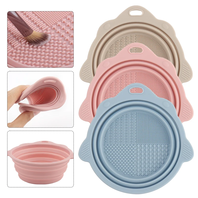 Bol de nettoyage pliable en silicone pour pinceaux cosmétiques, outil de lavage de pinceaux de maquillage, bol de nettoyage, fournitures de beauté