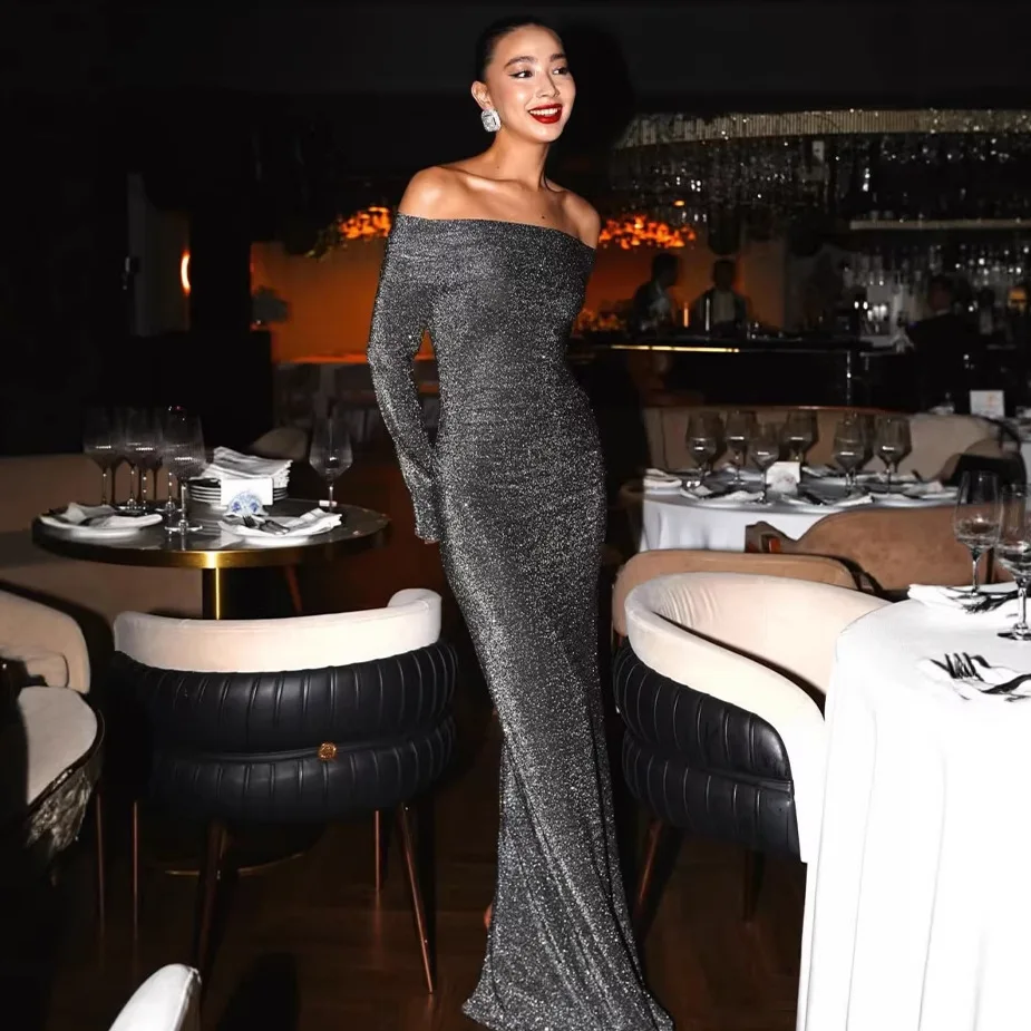 

Модные сексуальные платья-комбинации для женщин: блестящие, с вырезом на шее, длинными рукавами, облегающие, в стиле стритвир, для вечеринок