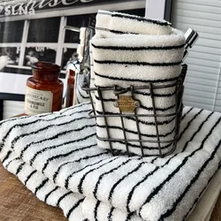 Ins Pure Cotton Towel Striped Face Wash Household Soft and Absorbent Couple Bath Towel