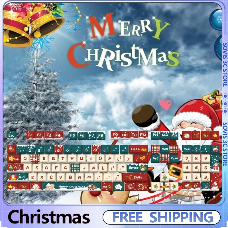 

Christmas Theme Keycap Cherry/XDA Profile Keycaps 108/130 Keys PBT Dye Sub Custom MX Mechanical Keyboard Key Caps Christmas Gift