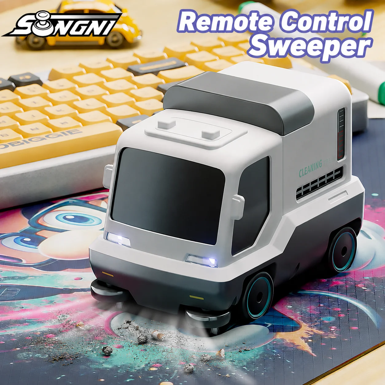 2026 New SONNY RC Car Desktop Vacuum Cleaning 4WD Drift Remote Control Vehicle Mini Tabletop Hobby Toy