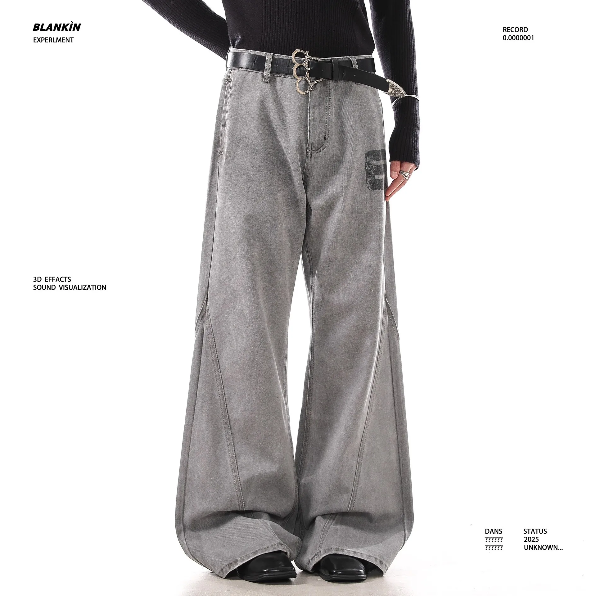Pant Vintage Distressed Letter Printed Jeans Loose Straight-leg High-end Casual Pants Fashionable Cool Personality