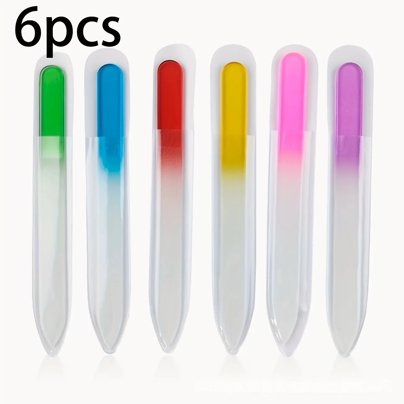 6pcs Crystal Glass Nail Files Czech Glass Nail Files Professional Manicure Tools for Natural Nails Gradient Rainbow Color Care