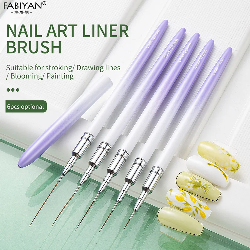 

7/15/20/25/30mm Professional Nail Art Brushes Nail Liner Brush UV Gel Painting Pen Metal Nail Stylist Supplies Manicure Tools