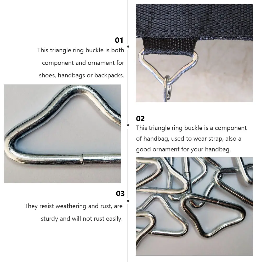 

30 pcs Trampoline Triangle Rings Iron Buckles Galvanized Sturdy Weather Resistant for Jumping Bed Handbags Backpacks Shoes