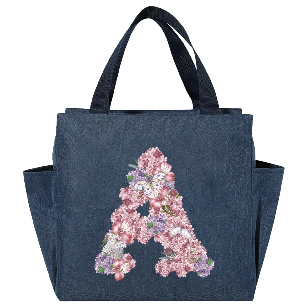 Large Capacity Cooler Bag Portable Zipper Thermal Lunch Bags Insulated Freezer Bag Rose Flower Letter Camping Picnic New Handbag