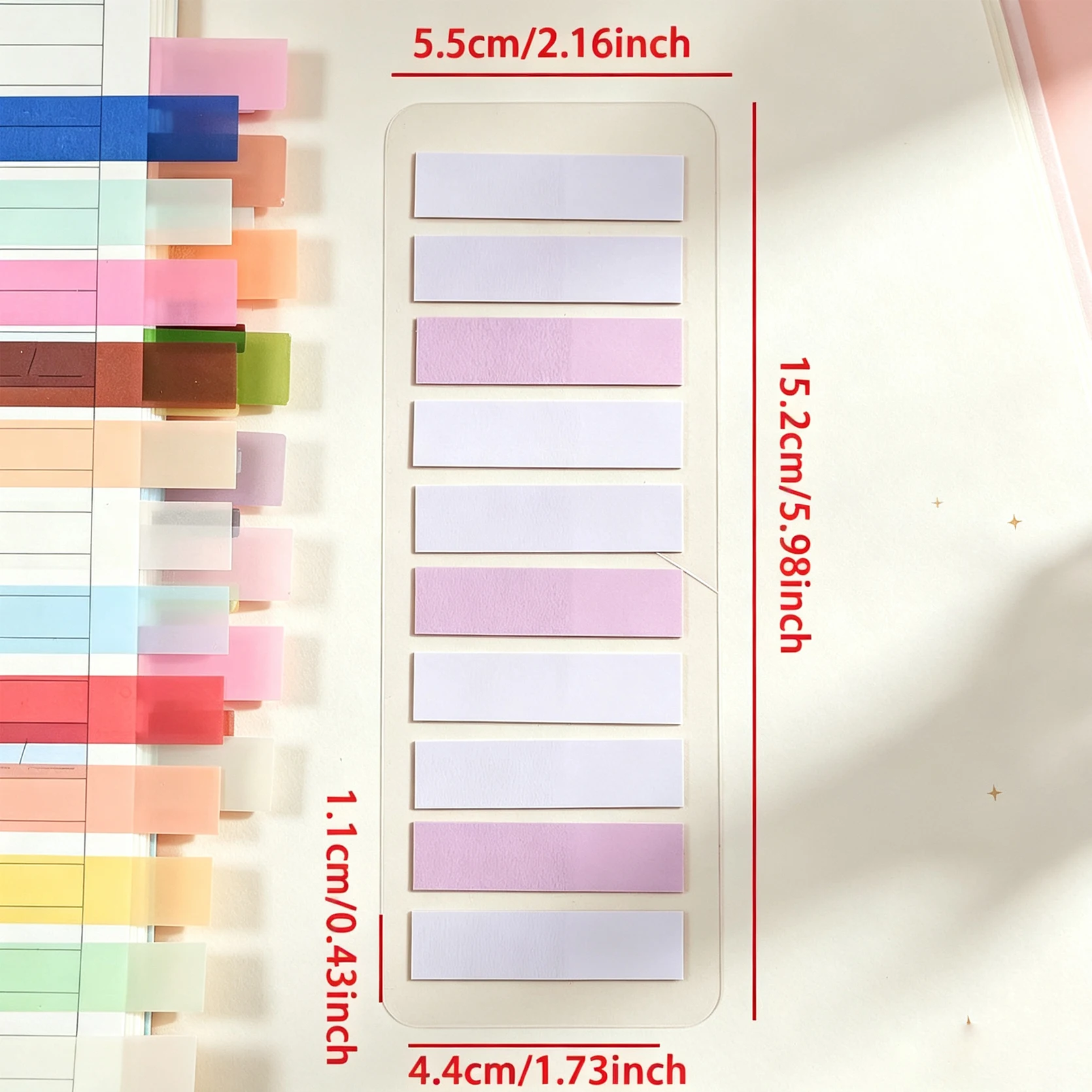 Gradient Index Sticker Self‑Adhesive Page Tabs Colorful Writable Sticky Notes Memo Pads for Book Marking Office School Supplies