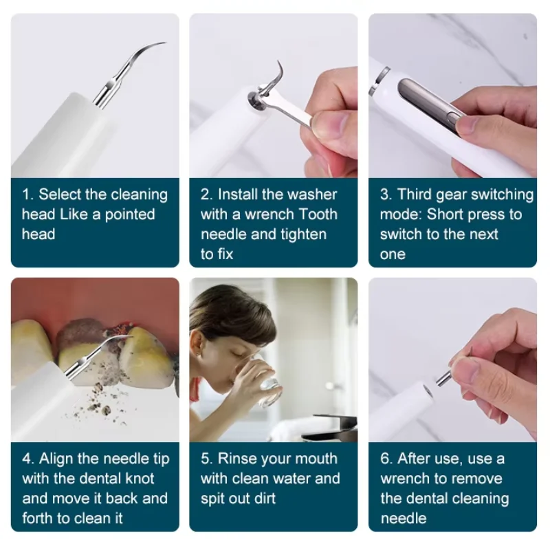 Portable Home Tooth Scaler Ultrasonic Tartar Remover with 3 Modes Rechargeable Teeth Cleaning Tool Set
