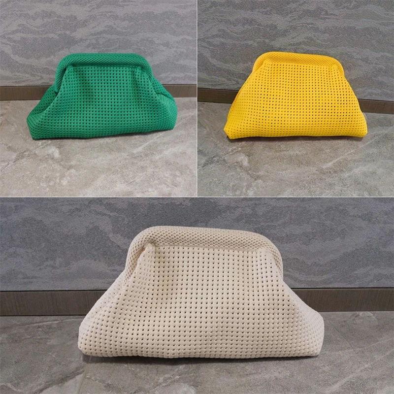 

Summer Polyester Storage Bag Beach Stripe Tote Bag Soft Crochet Handbag Breathable Large Capacity Party Bag Clutch Cosmetic Bag